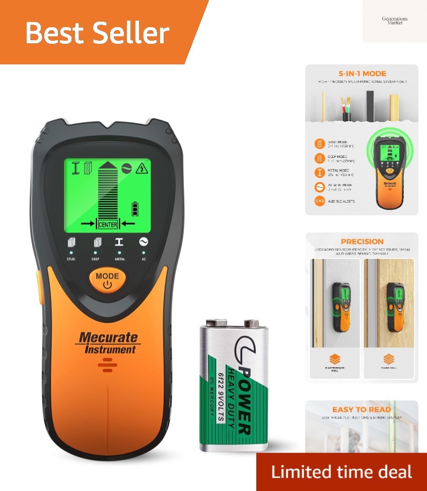 Stud Finder Wall Scanner Sensor - 5 in 1 Electronic Stud with LCD Display & A...