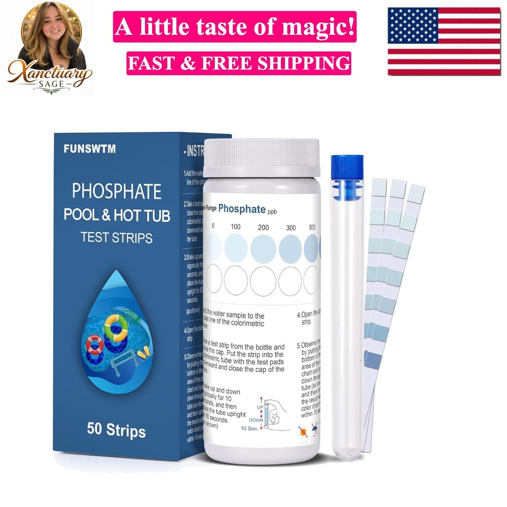 Phosphate  Kit for Pool & Hot Tub – 50 Strips,Fast & Easy  for Phosphate Leve...