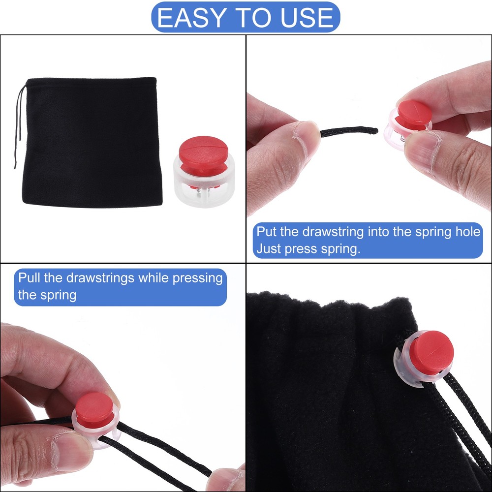 25Pcs Plastic Spring Cord Lock Double Hole Stopper Transparent Pink