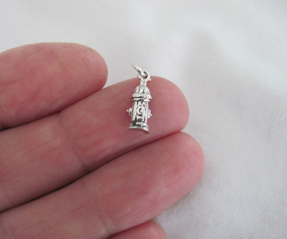 Very small Sterling Silver Fire hydrant mini tiny charm.