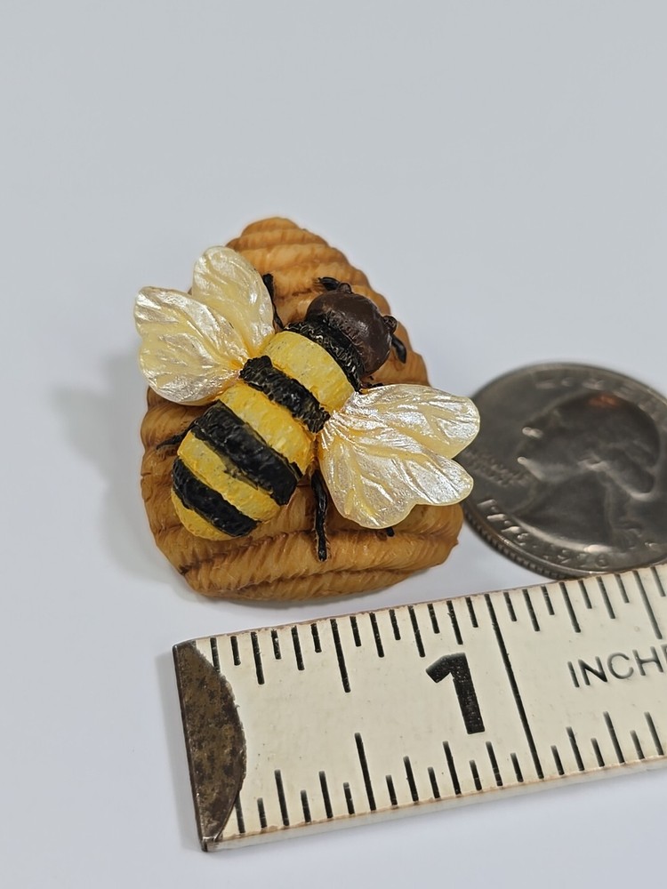 Bee On A Honeycomb Lapel Pin Hard Plastic Resin