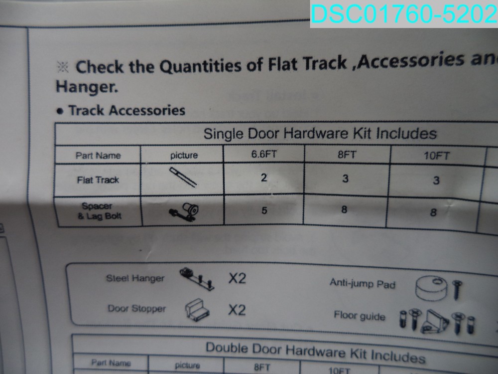 6.6ft Barn Door Hardware Kit With L-Shape Hangers