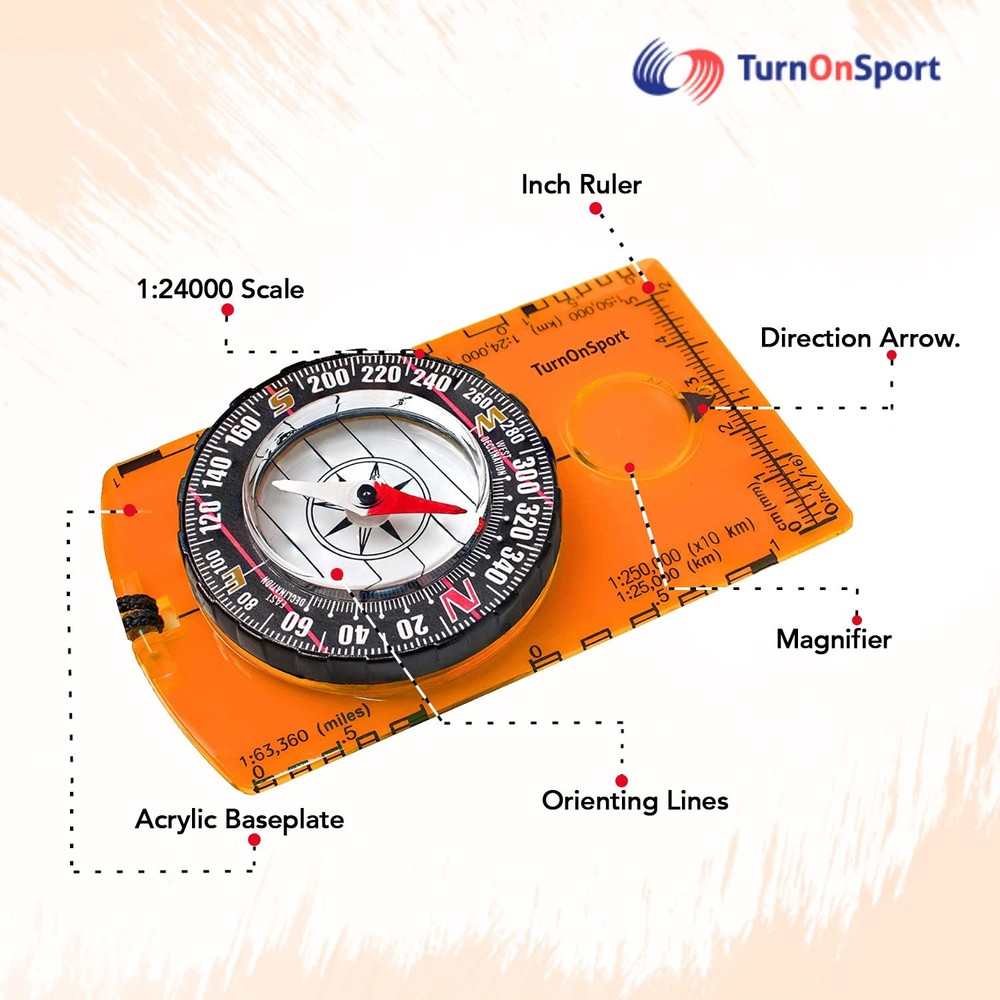 Orienteering Compass Hiking Backpacking Compass | Advanced Scout Compass Camp...