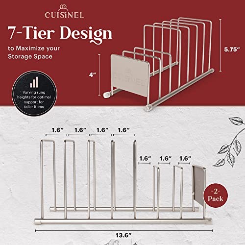 CUISINEL LID AND DISH ORGANIZER RACK 2-PACK SATIN NICKEL KITCHEN STORAGE