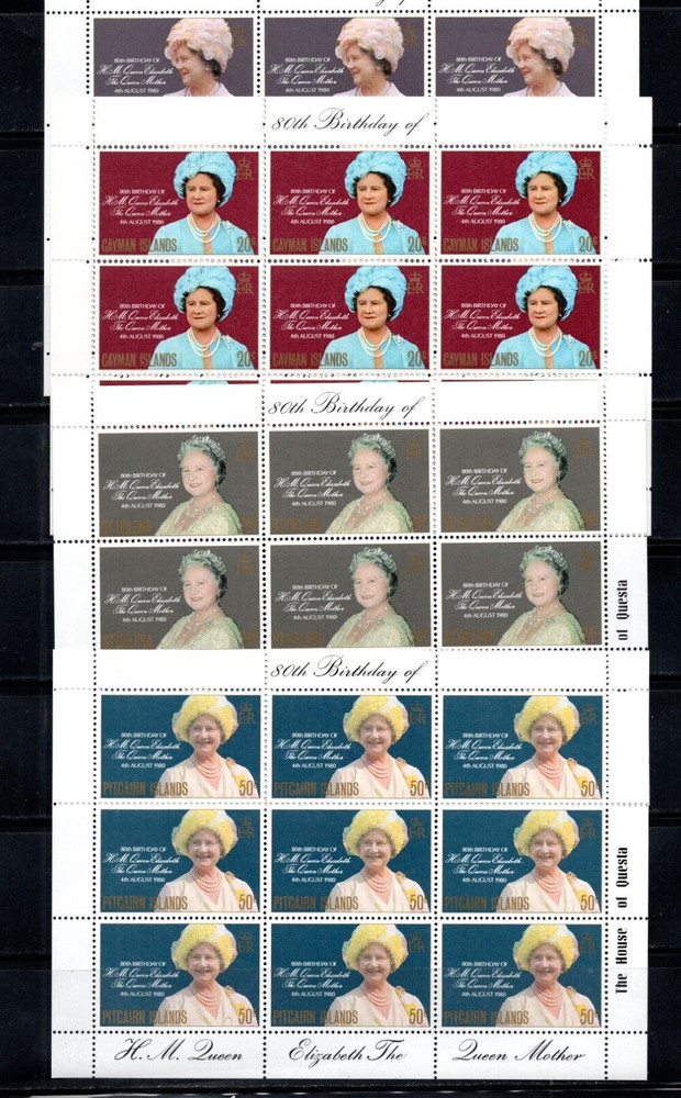 Queen's 80th Anniversary 7 souvenir sheet different countries MNH
