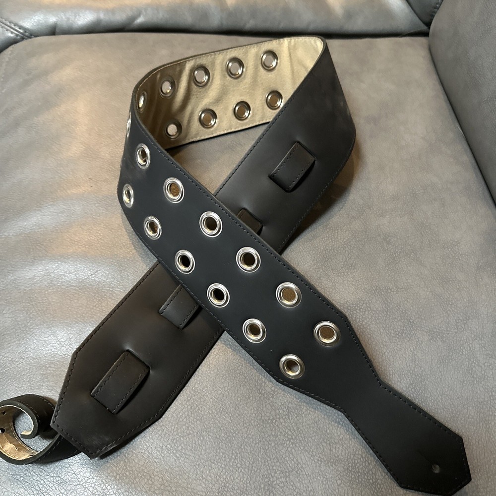 Leather Guitar Strap - Metal Rivets -  3.25’ Wide