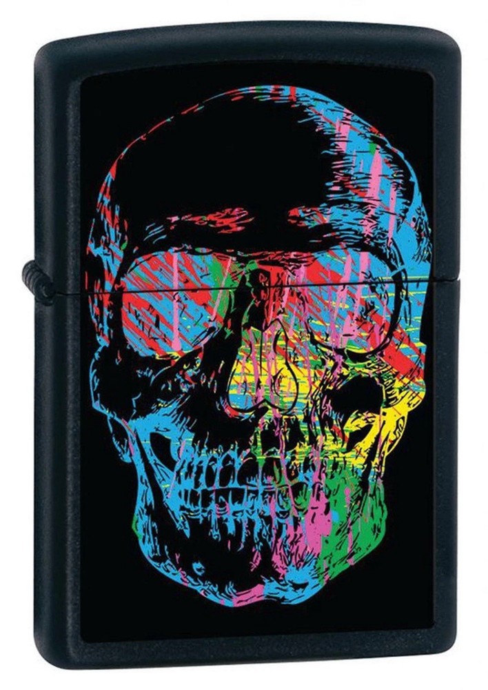 Zippo Black Matte Finish Lighter (Skull)