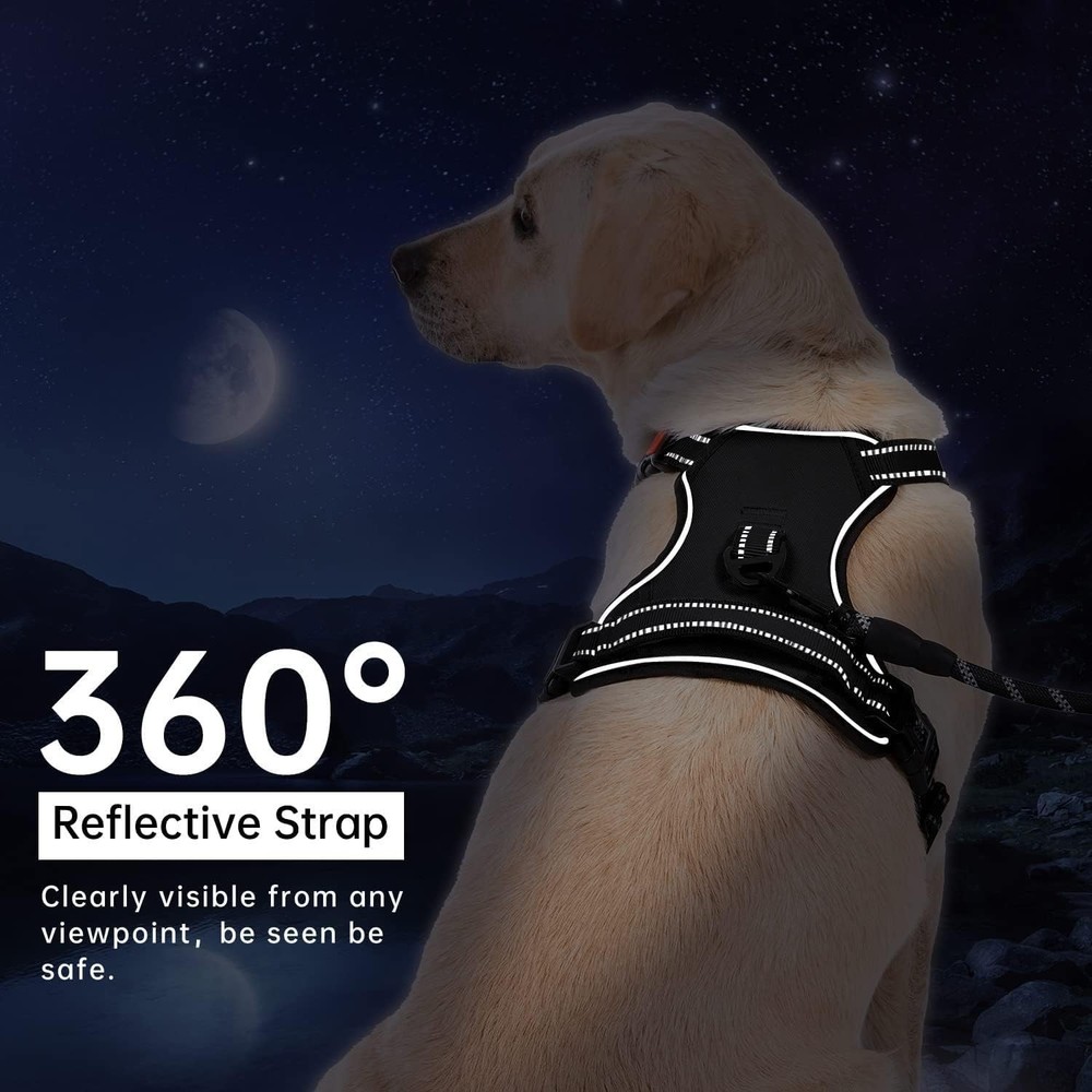 No Pull Dog Harness, Reflective Comfortable Vest Harness with Front & Back Ea...