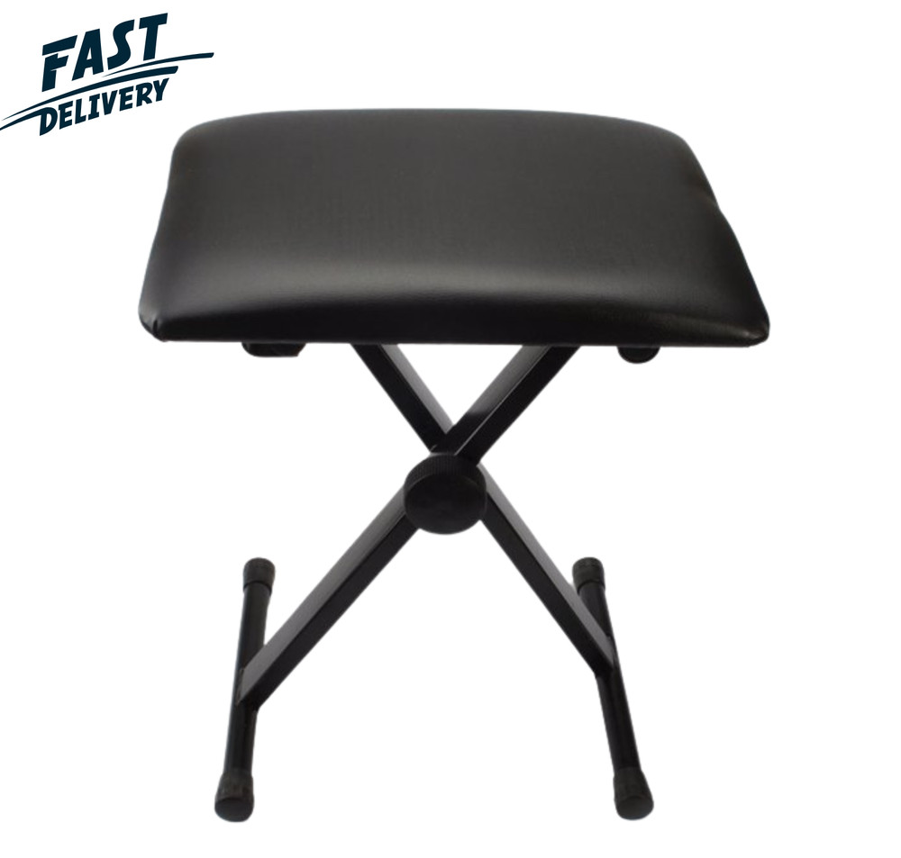 Adjustable Folding Piano Bench Stool Black – Music Keyboard Seat