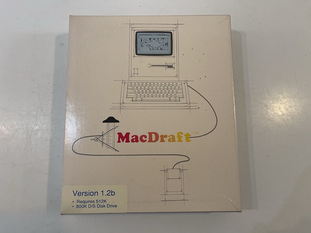Vintage Macintosh MacDraft 1.2b CAD Software 3.5” Floppy