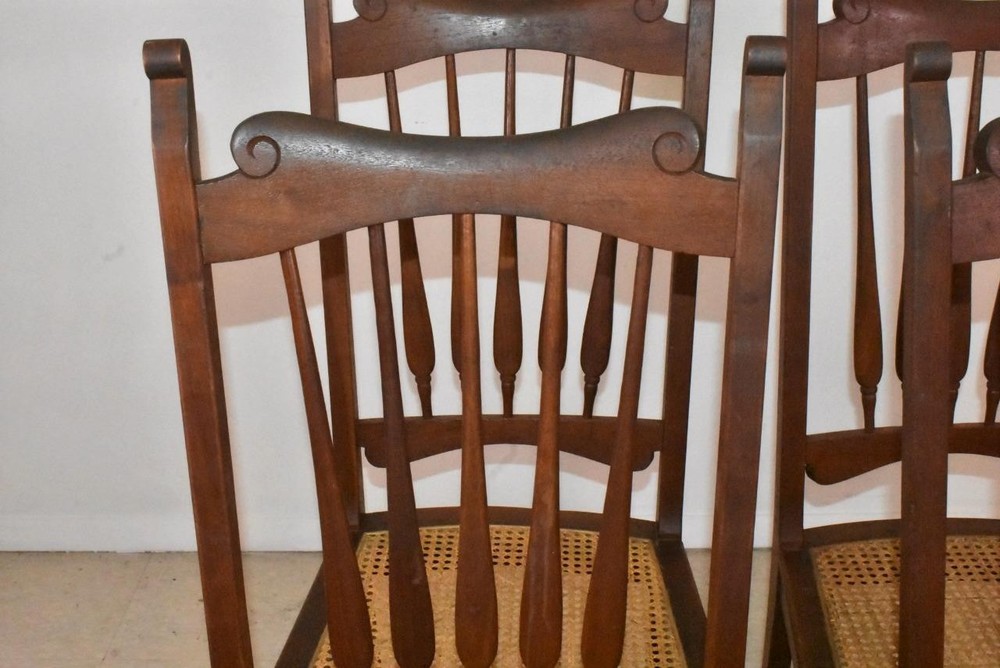 Four Mahogany Cane Seat Chairs Circa 1910