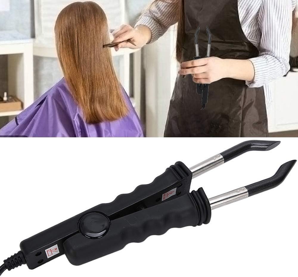 Hair Extension Connector Iron, Adjustable Temperature Black
