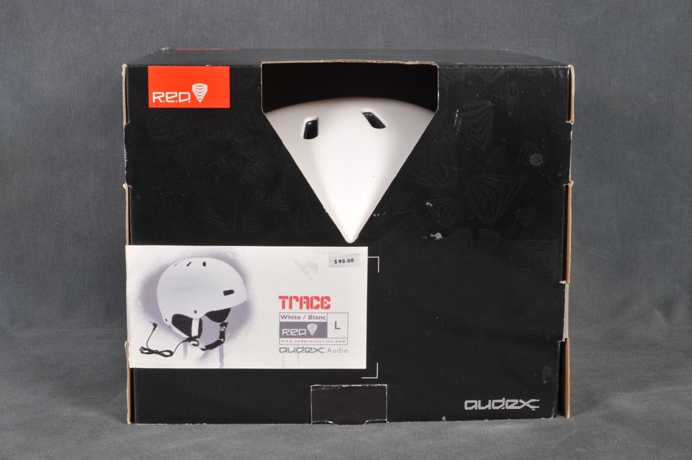 RED Trace Audex Audio Snow/Skate/BMX Helmet White Large