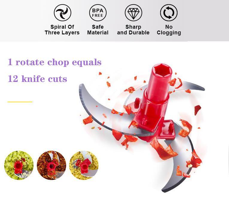 Food Chopper Hand Crank Food Processor Chopper Vegetable Quick Chopper