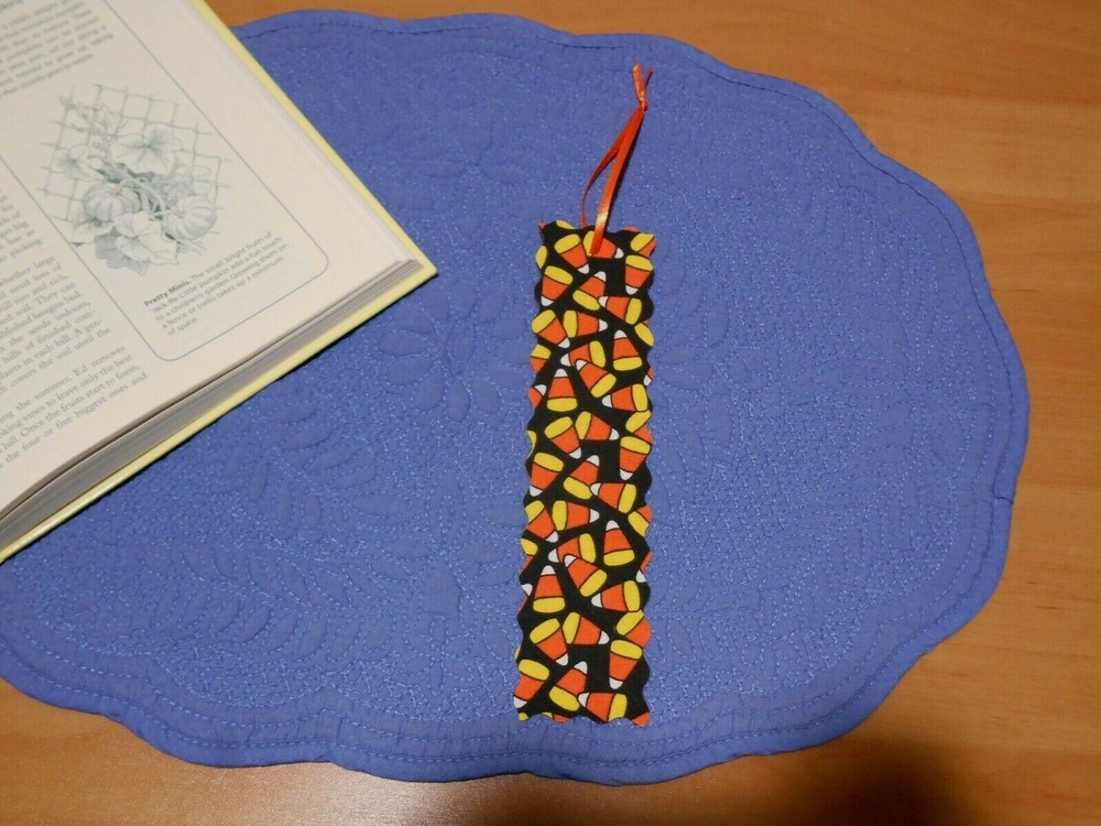 Bookmark HALLOWEEN Fabric or Cloth Bookmark Candy Corn Handmade