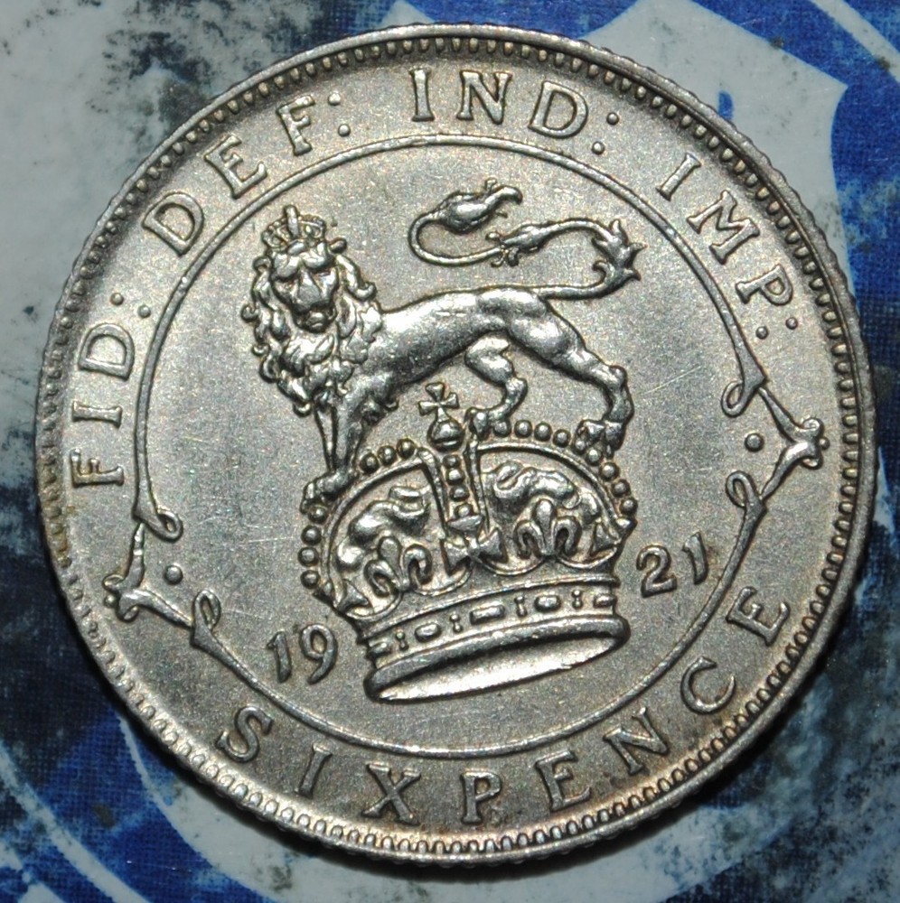 1921 Great Britain 6 Pence Silver {{{D117