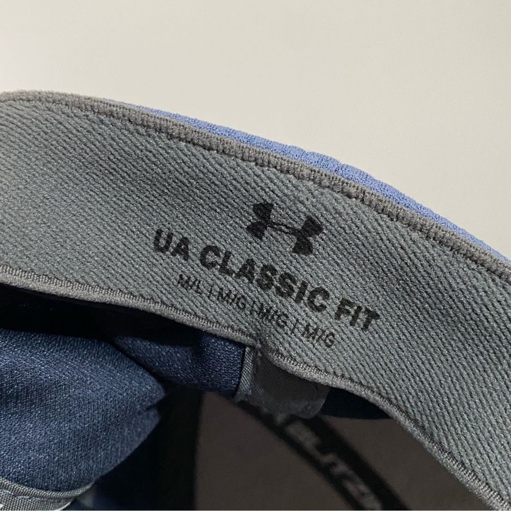 UA Boys Baseball Hat Blue Gray Patterned Stretch Size M/L