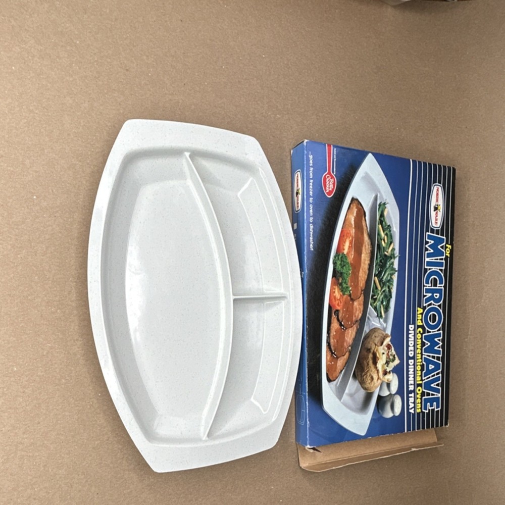 Nordic Ware Divided Dinner Tray White Plastic Microwave Model 61804