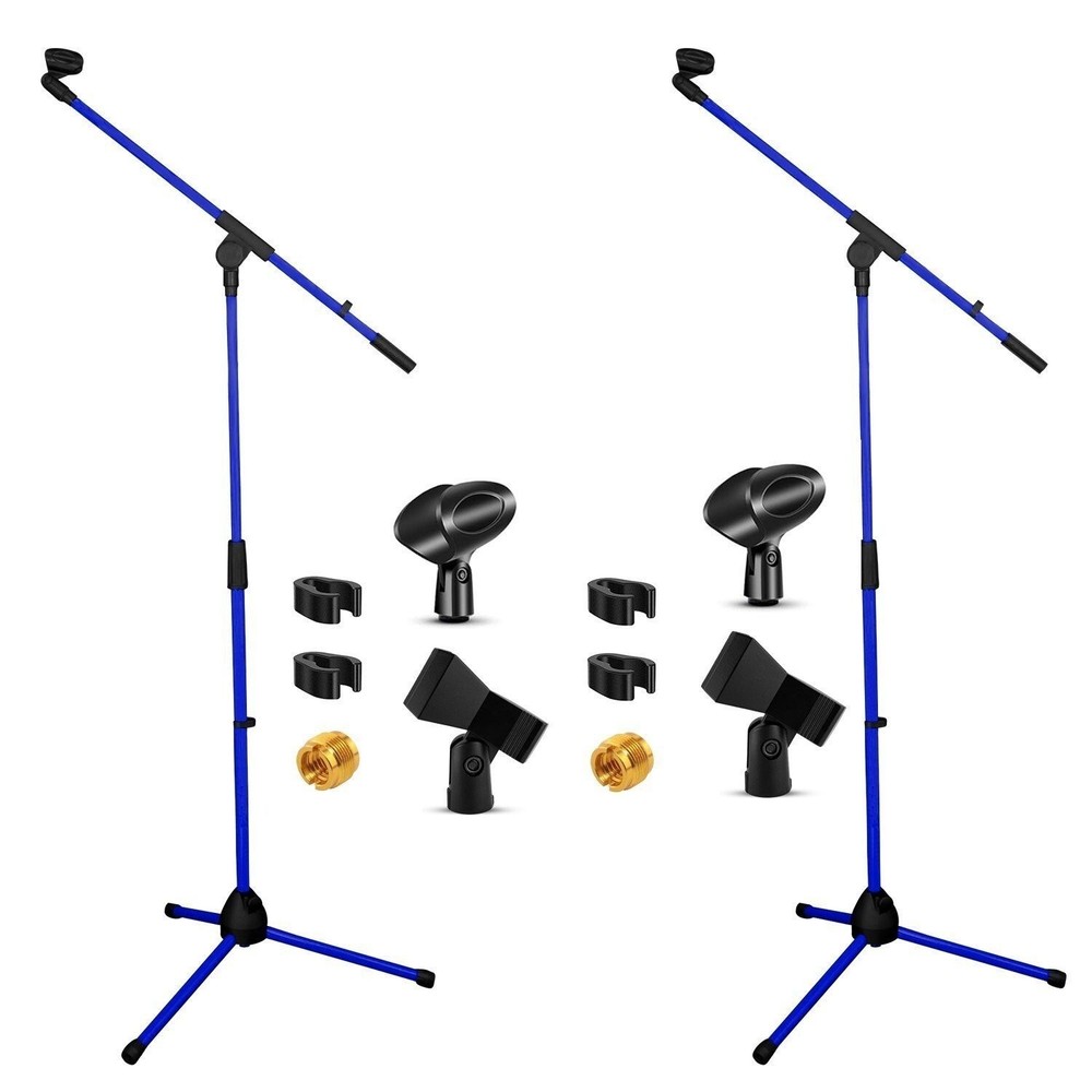 5 Core Microphone Stand Pair Floor 72" Adjustable w Telescoping Boom Arm