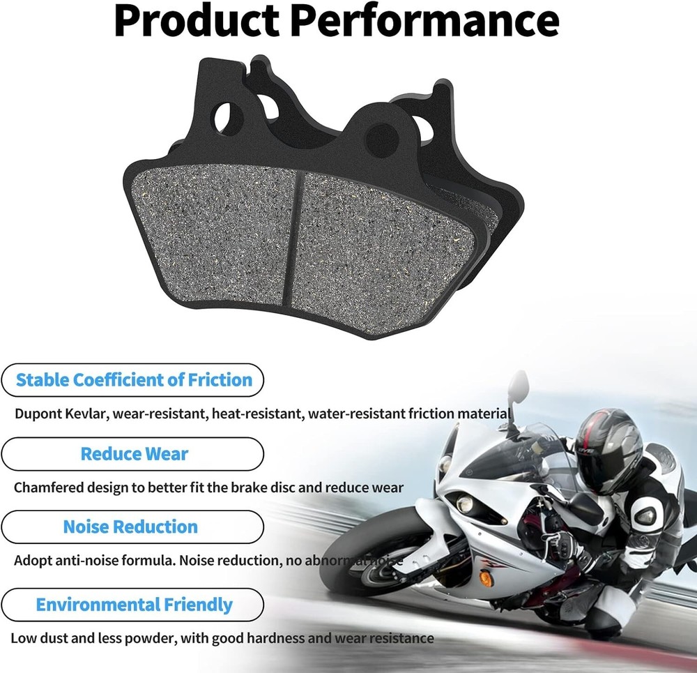 Front & Rear High Performance Brake Pads For Harley Davidson 2 sets 44082-00E