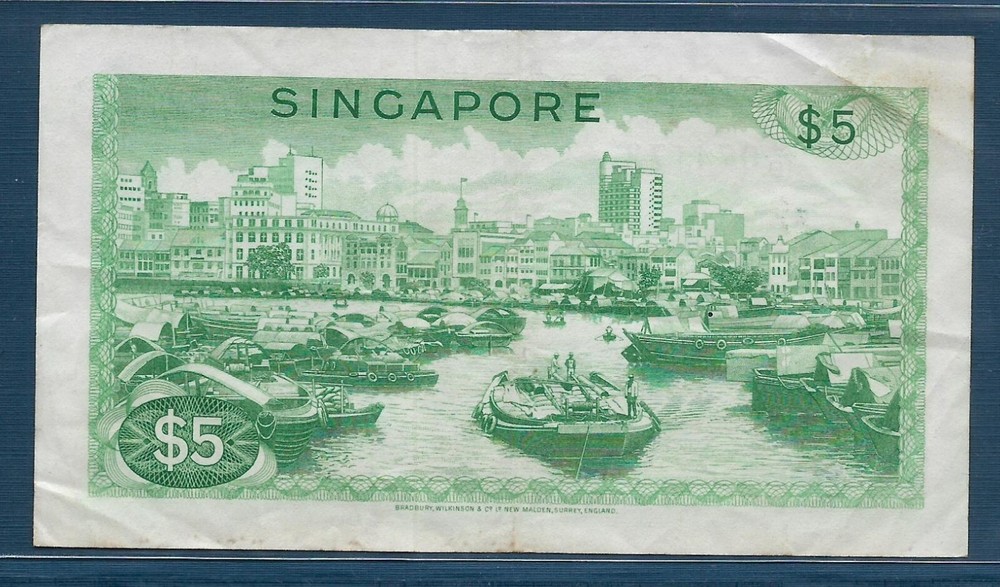 Singapore 5 Dollars, 1967, P 2a, VF+
