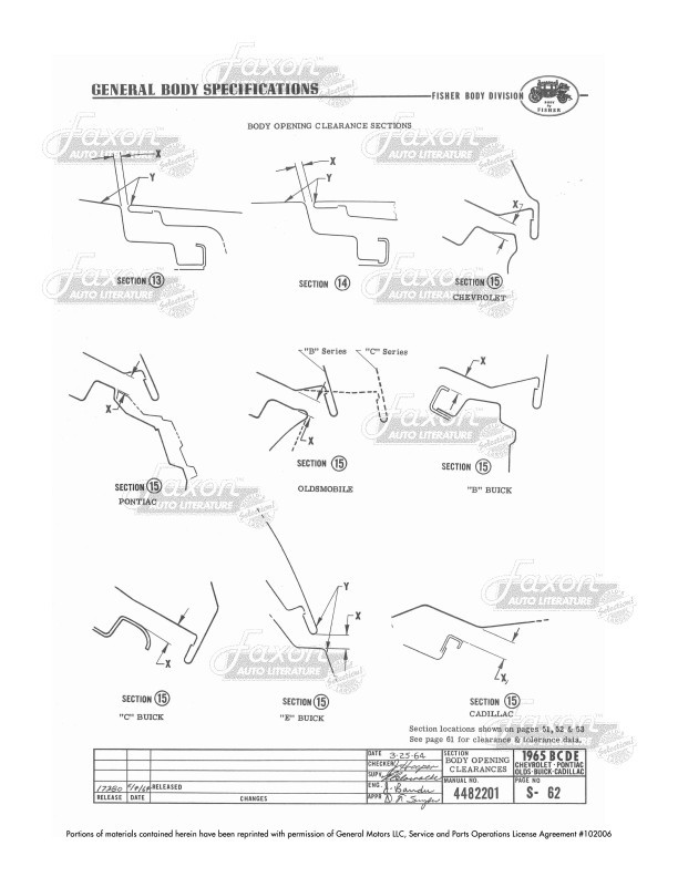 1965 Fisher Body Specifications Assembly Manual B C D E Bodies