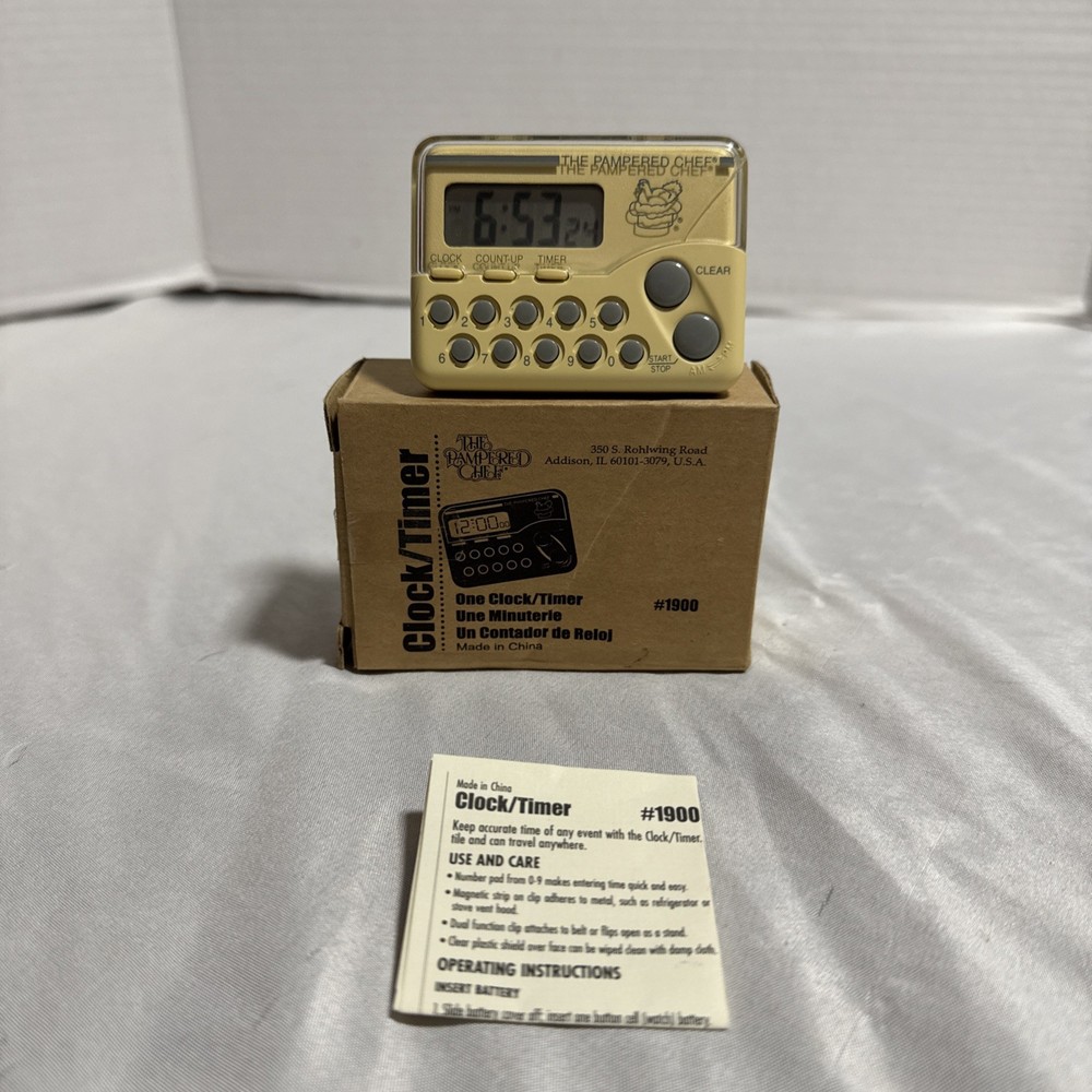 Retired The Pampered Chef # 1900 Digital Kitchen Clock Timer Tested/Working