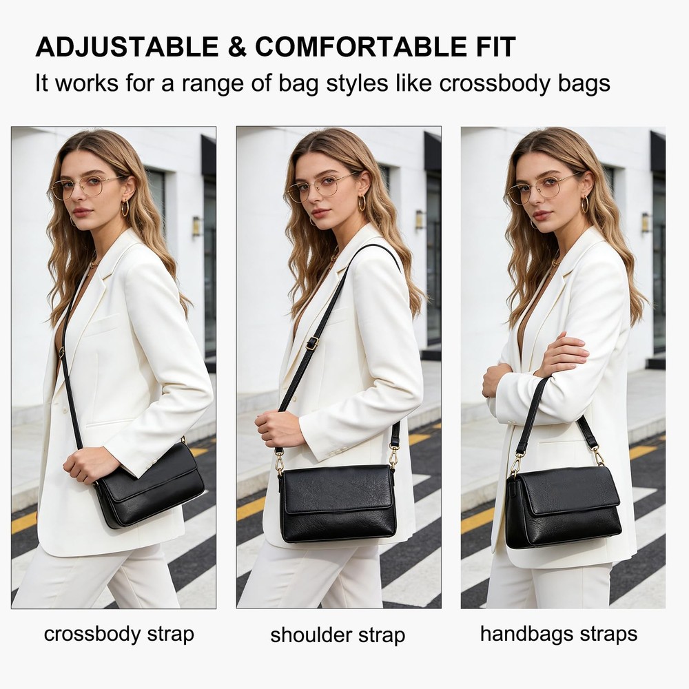 Leather Purse Strap Replacement Black Leather Crossbody Strap Adjustable