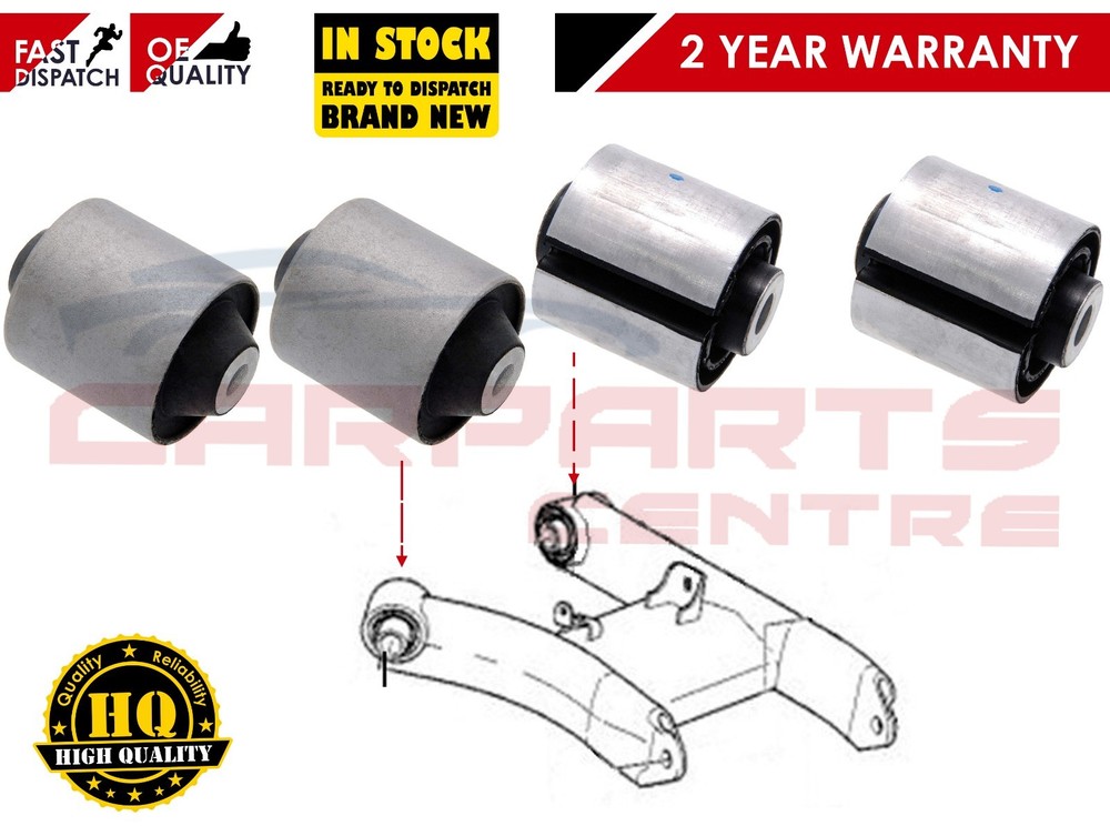 FOR BMW 5 E39 7 E38 SERIES REAR LOWER INNER OUTER H SWING ARM BUSH 4 BUSHES SET