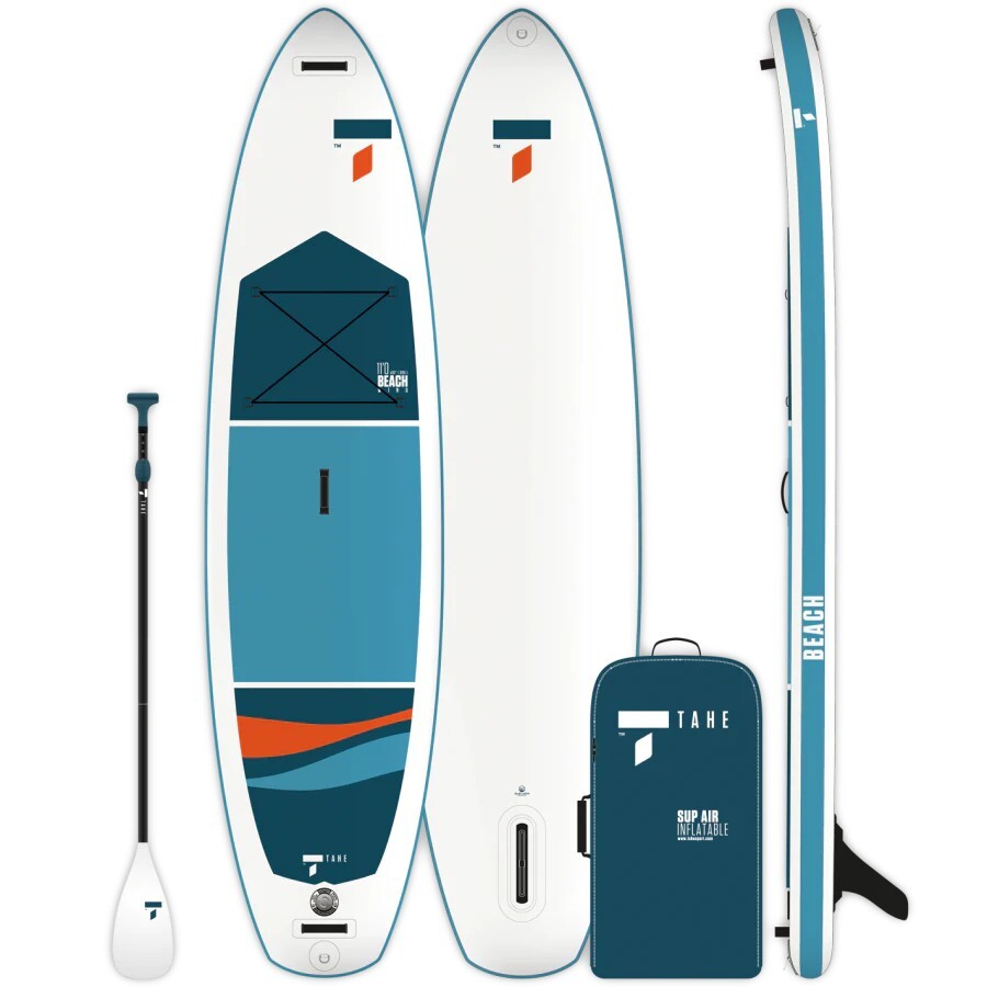 TAHE Outdoors Air Beach Inflatable SUP Paddleboard 10Ft BUNDLE White/Blue/Orange