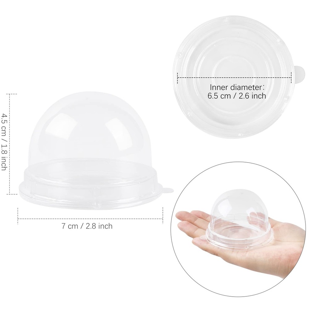 100 Pack Mini Plastic Cupcake Container Muffin Dome Box for Wedding Birthday