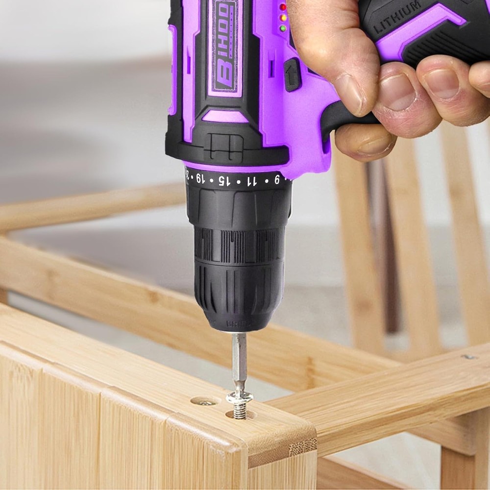 Cordless Drill Set 20V Power Drill Driver with Bits LED Light Safety