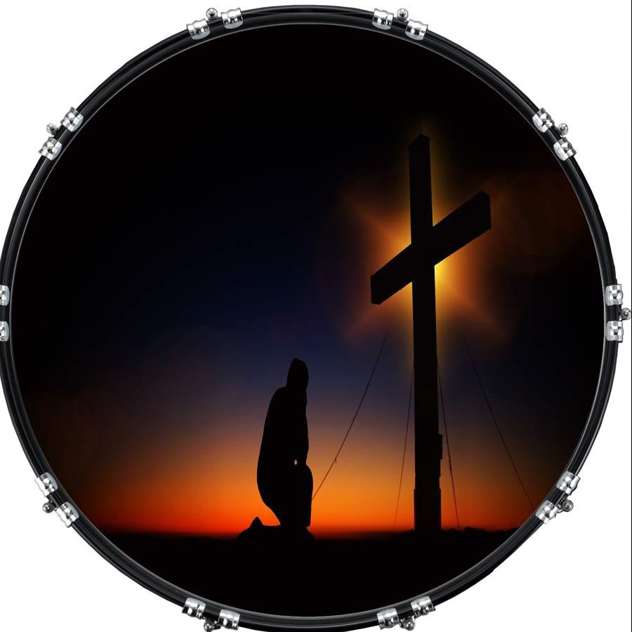 20" Custom Bass Kick Drum Front Head Graphical Cross Prayer