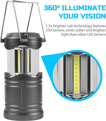 Lichamp LED Camping Lantern, 4 Pack Battery Powered Flashlight for Dark Gray