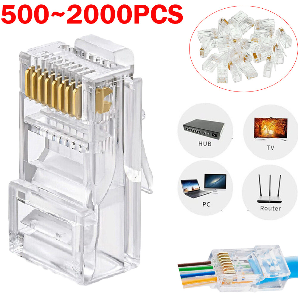 RJ45 Network Cable Modular Plug CAT5e CAT6 UTP Connector End Pass Through EZ Lot