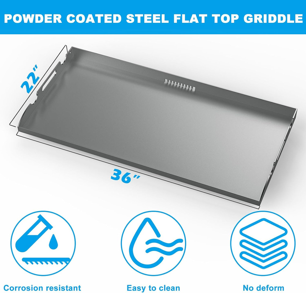 Blackstone 36" Flat Top Griddle Insert with Rear Grease System, Steel Plate