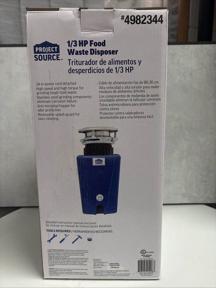 Project Source Continuous Feed 1/3-HP Corded Garbage Disposal