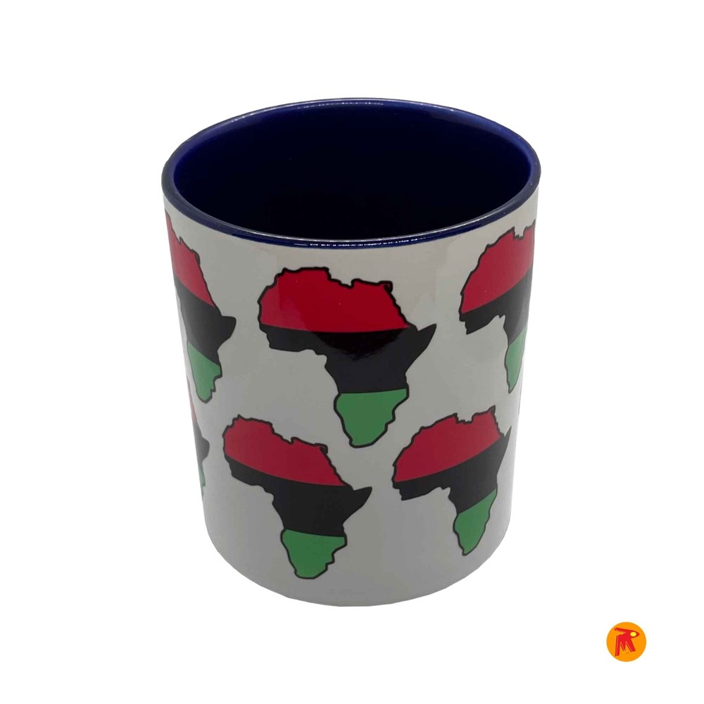 Bespoke Africa Design blue inside large handle Mug for Tea coffee