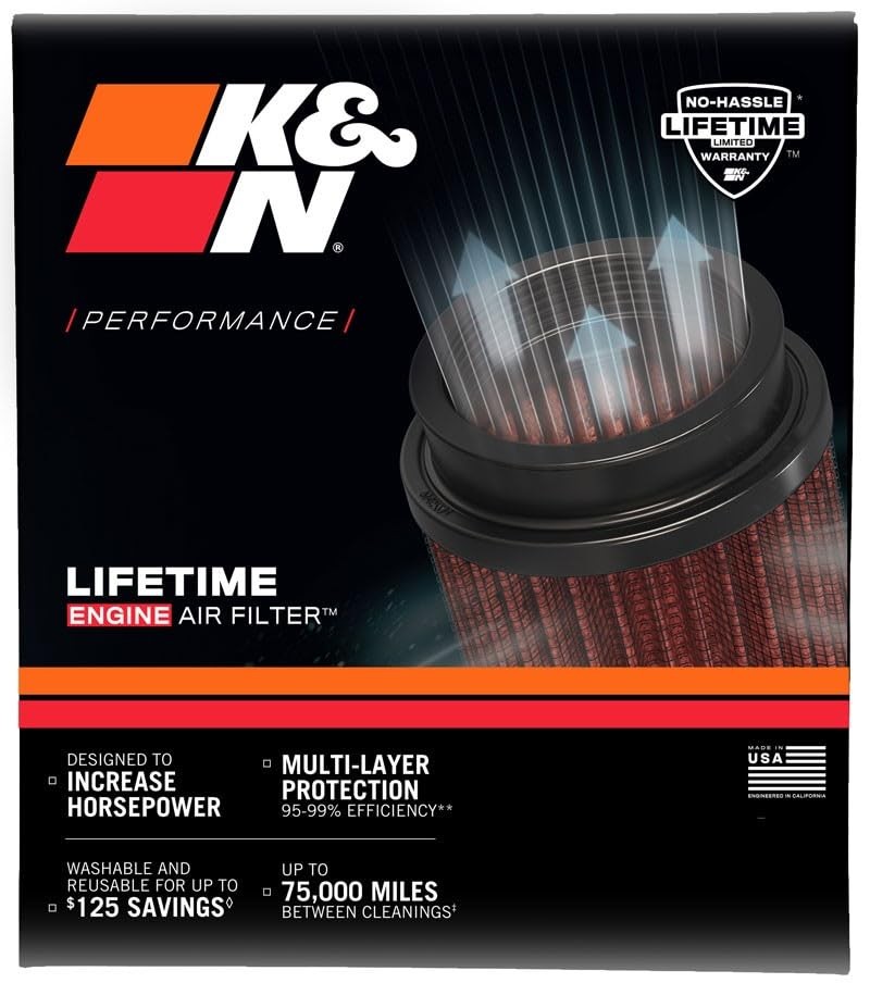 High-Flow Original Lifetime Universal Clamp-On Air Filter: High Performance,