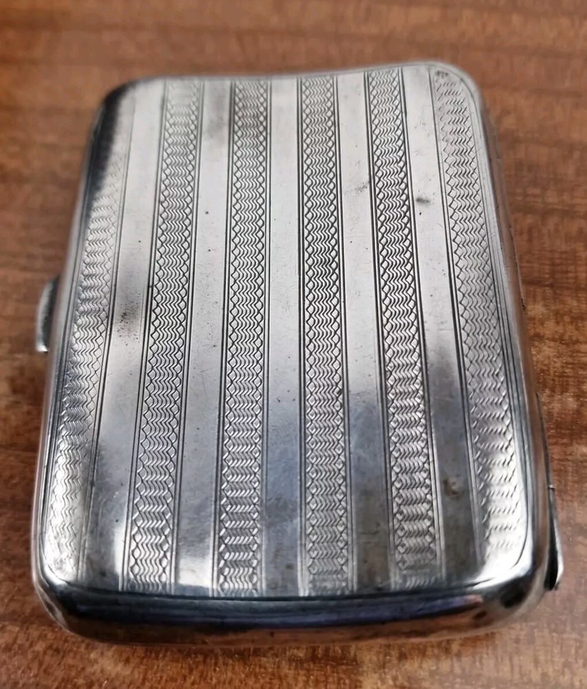 Antique Engraved Cigarette Case Vintage Solid Silver Birmingham Hallmark