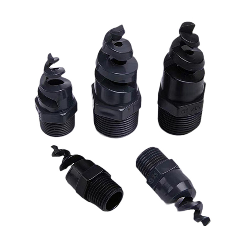 UPVC/PP Spiral Cone Spray Nozzle Atomizing Dedusting Male Thread Misting 1/4"-1"