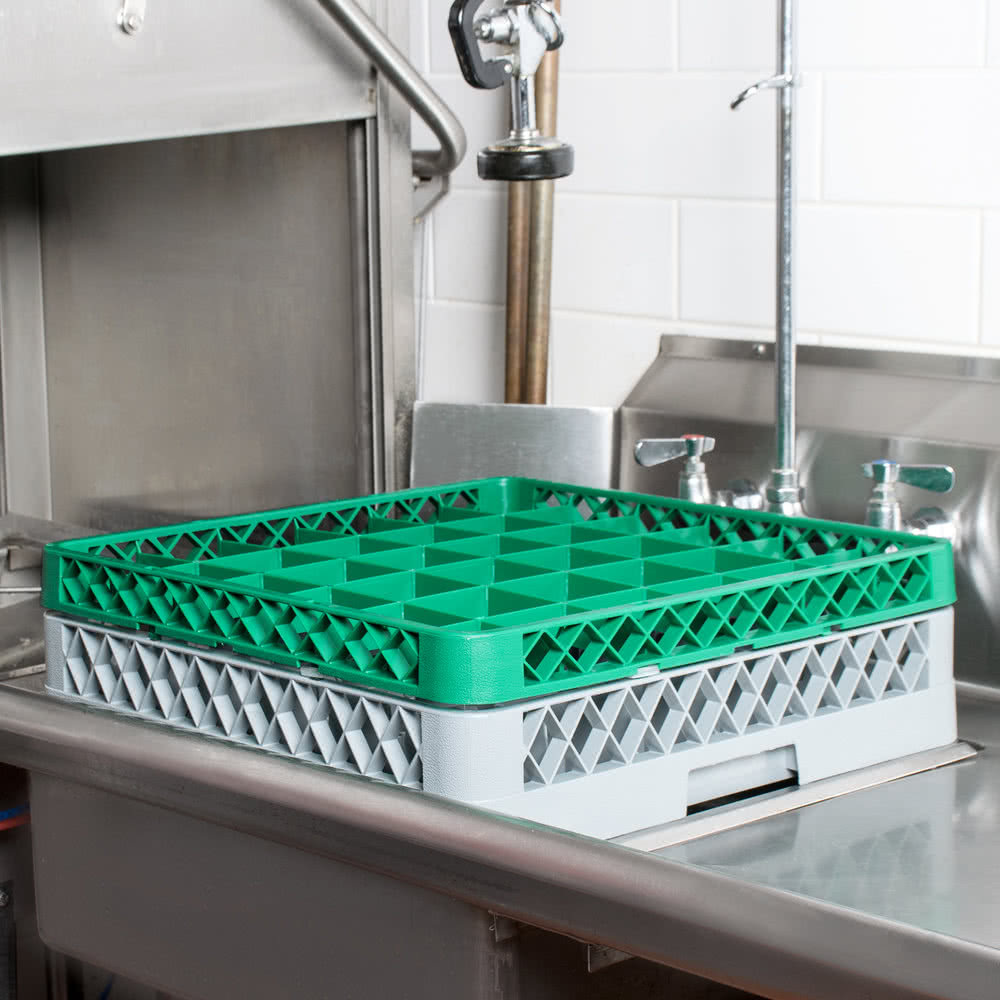 2 PACK Commercial Dishwasher Machine 36 Cup Glass Tray Rack 1 Extender Automatic