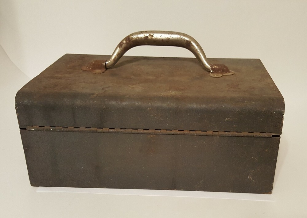 Vintage Sears Metal Power Tool Case w Handle -1801 Drill Kit Case Only-Rusted