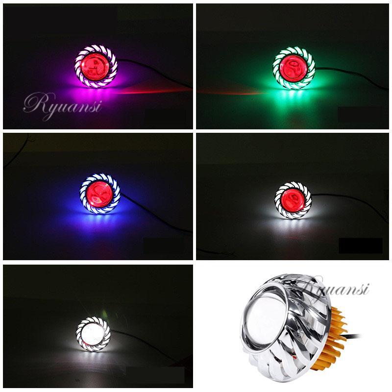 Motorcycle LED Headlight Projector Lens Halo Ring Angel Devil Eye Spot Light