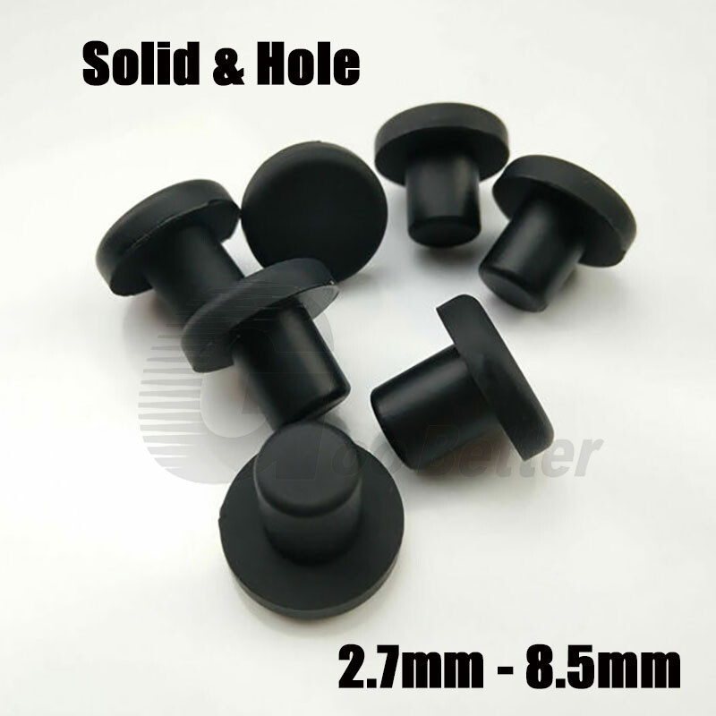 2.7~8.5mm Round Solid Silicone Plug Blanking End Cap Stopper Pipe Seal Black