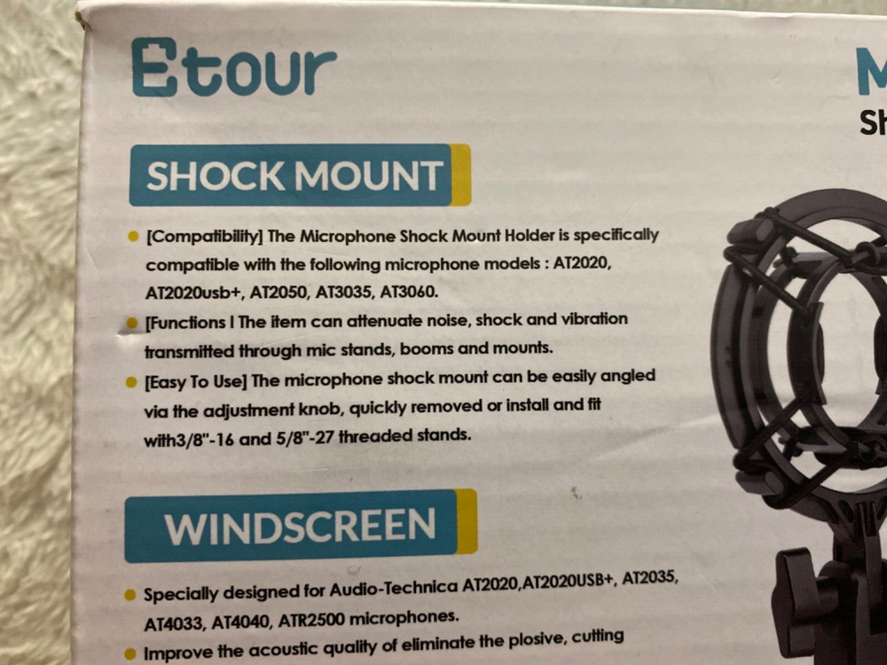 Etour Microphone Suspension Shock Mount for Recording