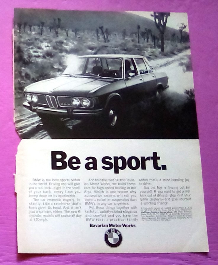 1970 BMW 2800 Print Ad