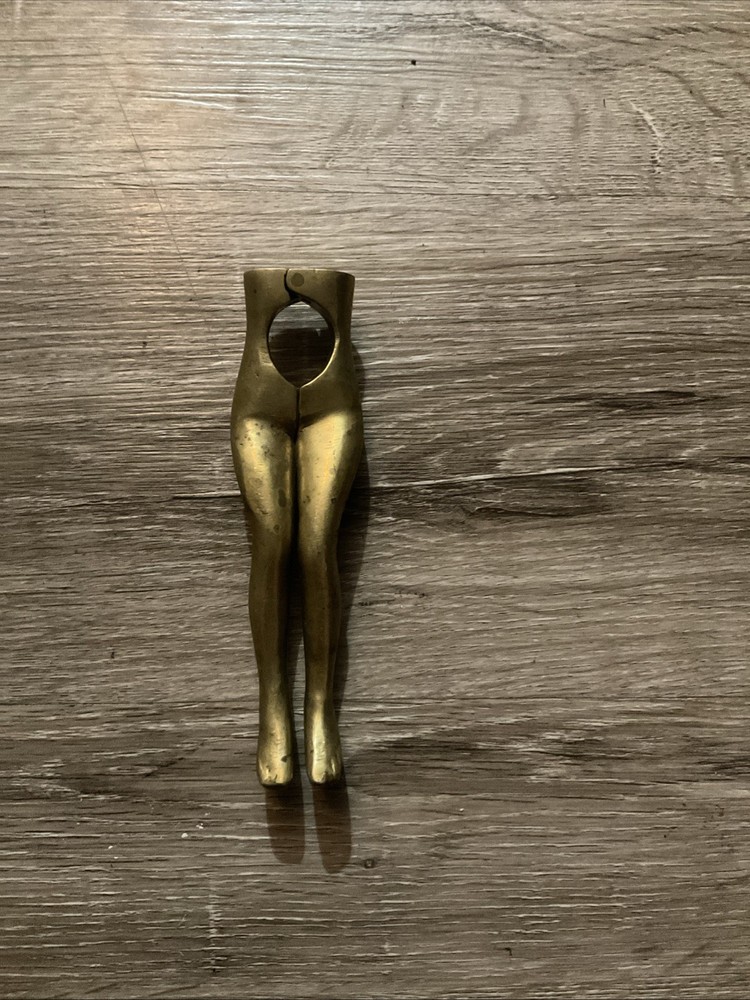 VINTAGE SOLID BRASS LADIES LEGS NUT CRACKER