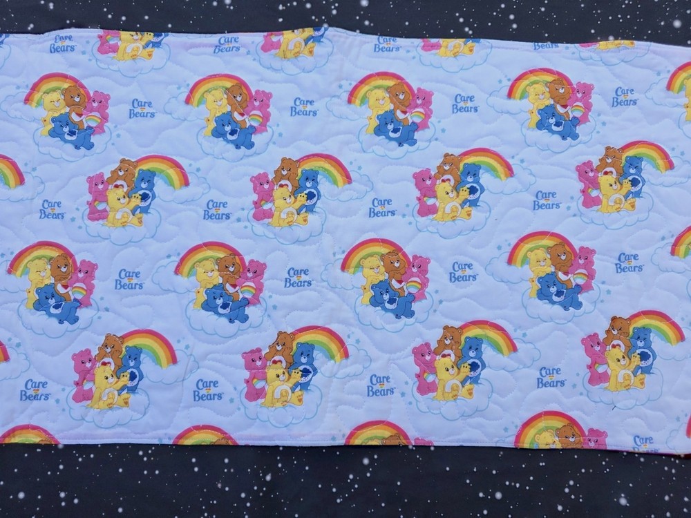 Handmade Quilted Table Runner C A R E bears rainbows clouds stars