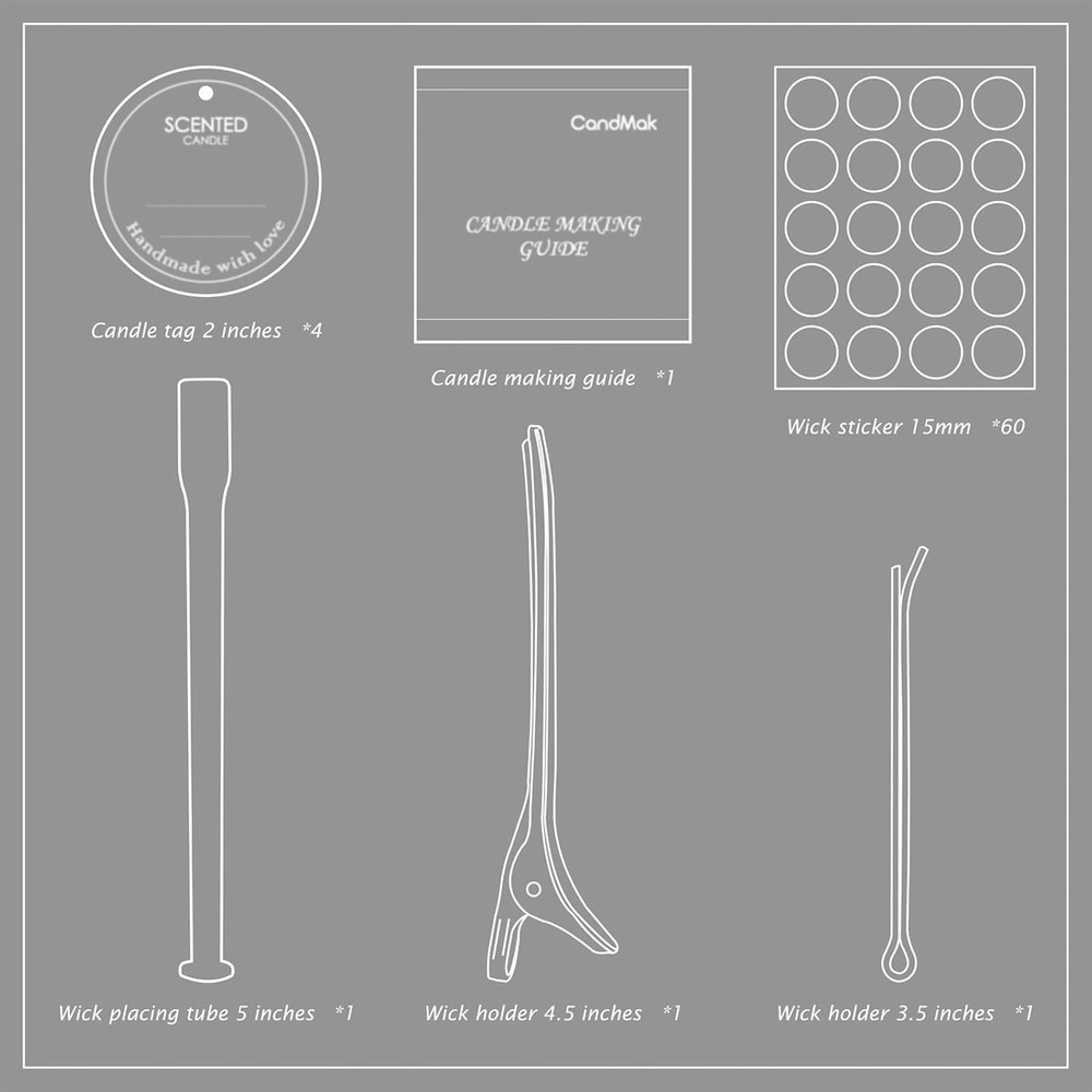 Complete Candle Making Kit: 60 Cotton Wicks & Tools for 6" Candle Creation